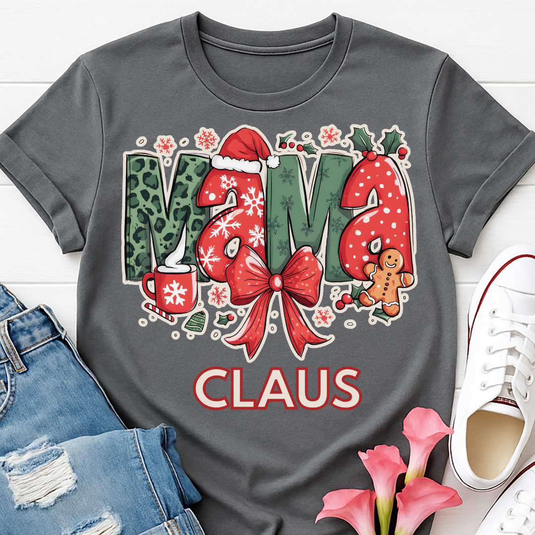 Mama Claus Bow Christmas T-shirt