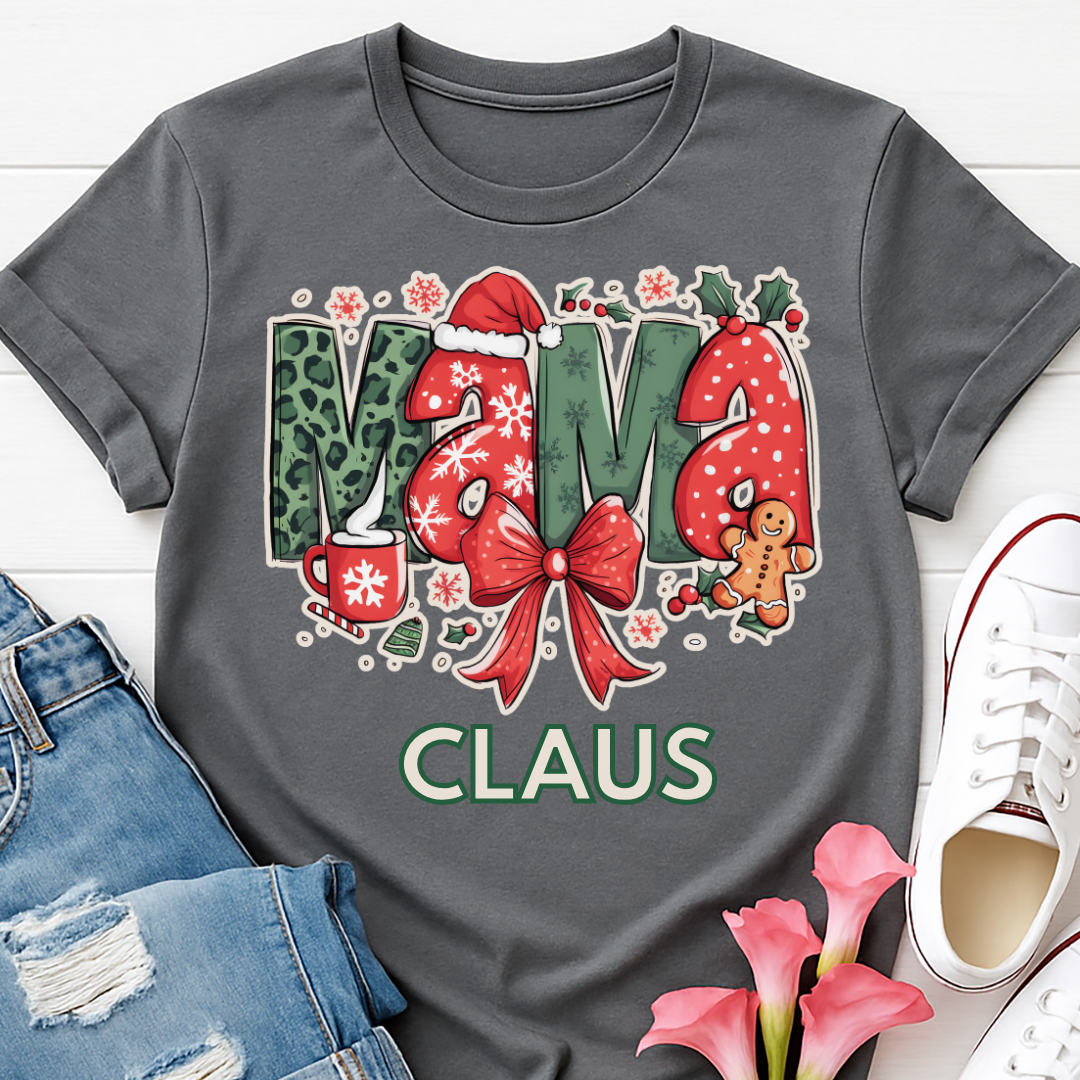 Mama Claus Bow Christmas T-shirt