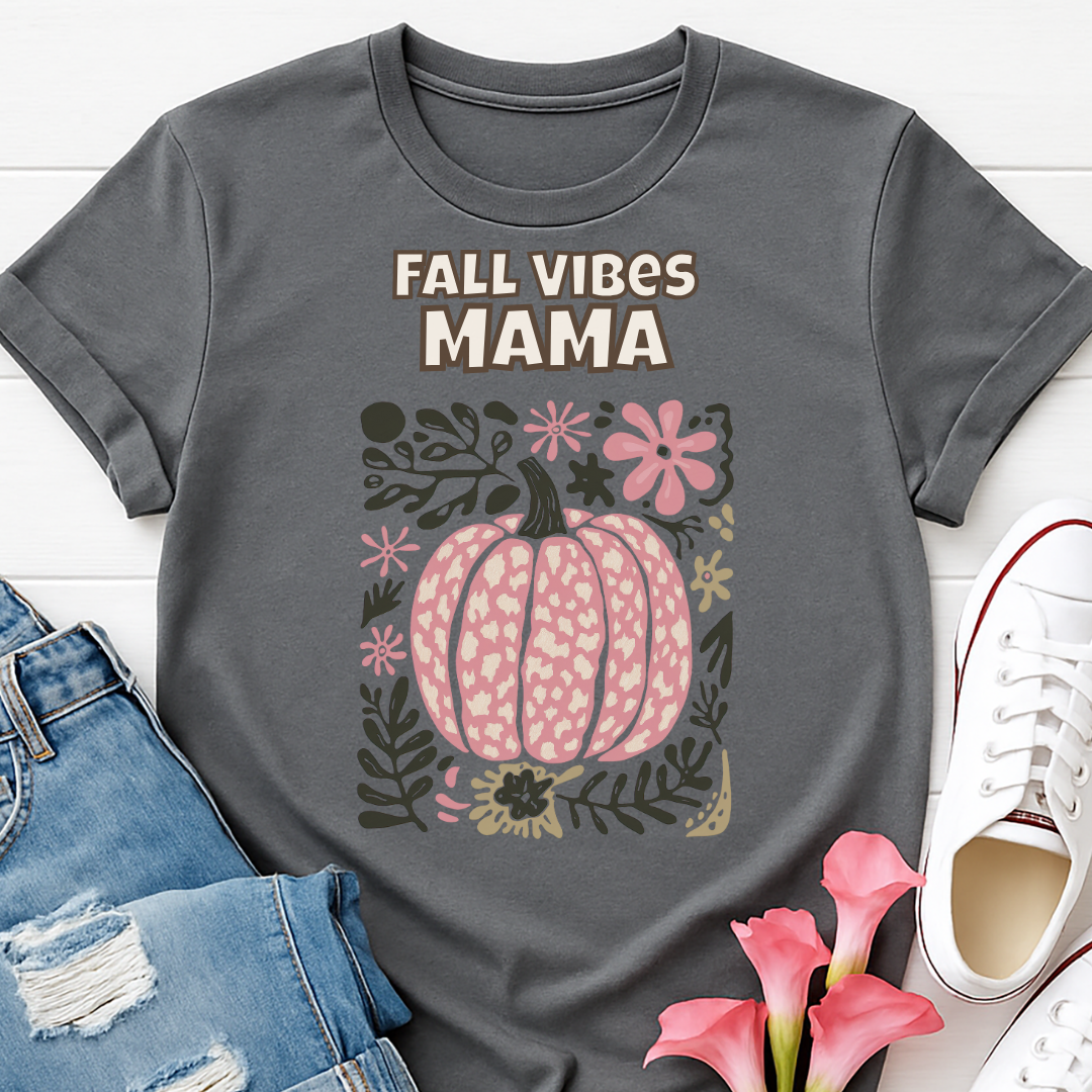 Fall Vibes Mama Pumpkin Floral T-shirt