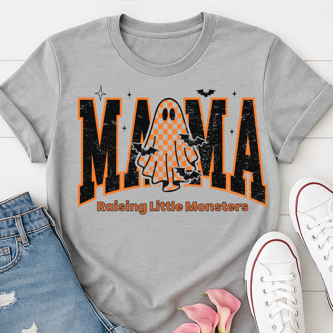 Mama Raising Little Monsters Halloween Mom T-shirt