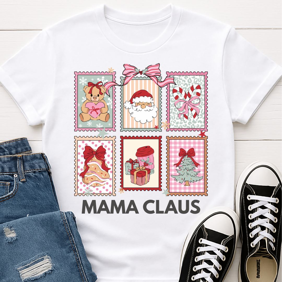 Mama Claus Stamps Christmas T-shirt