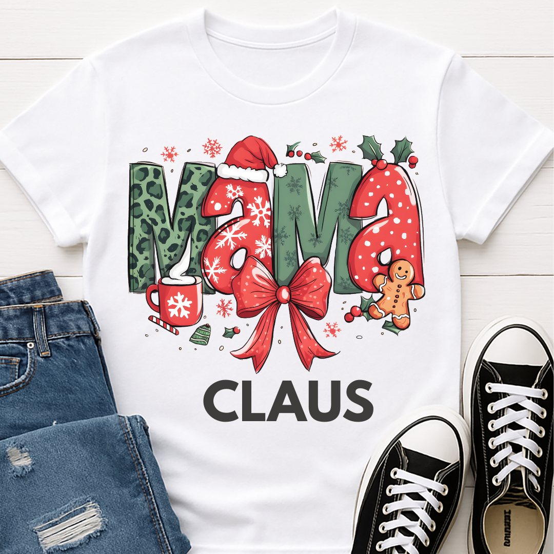 Mama Claus Bow Christmas T-shirt