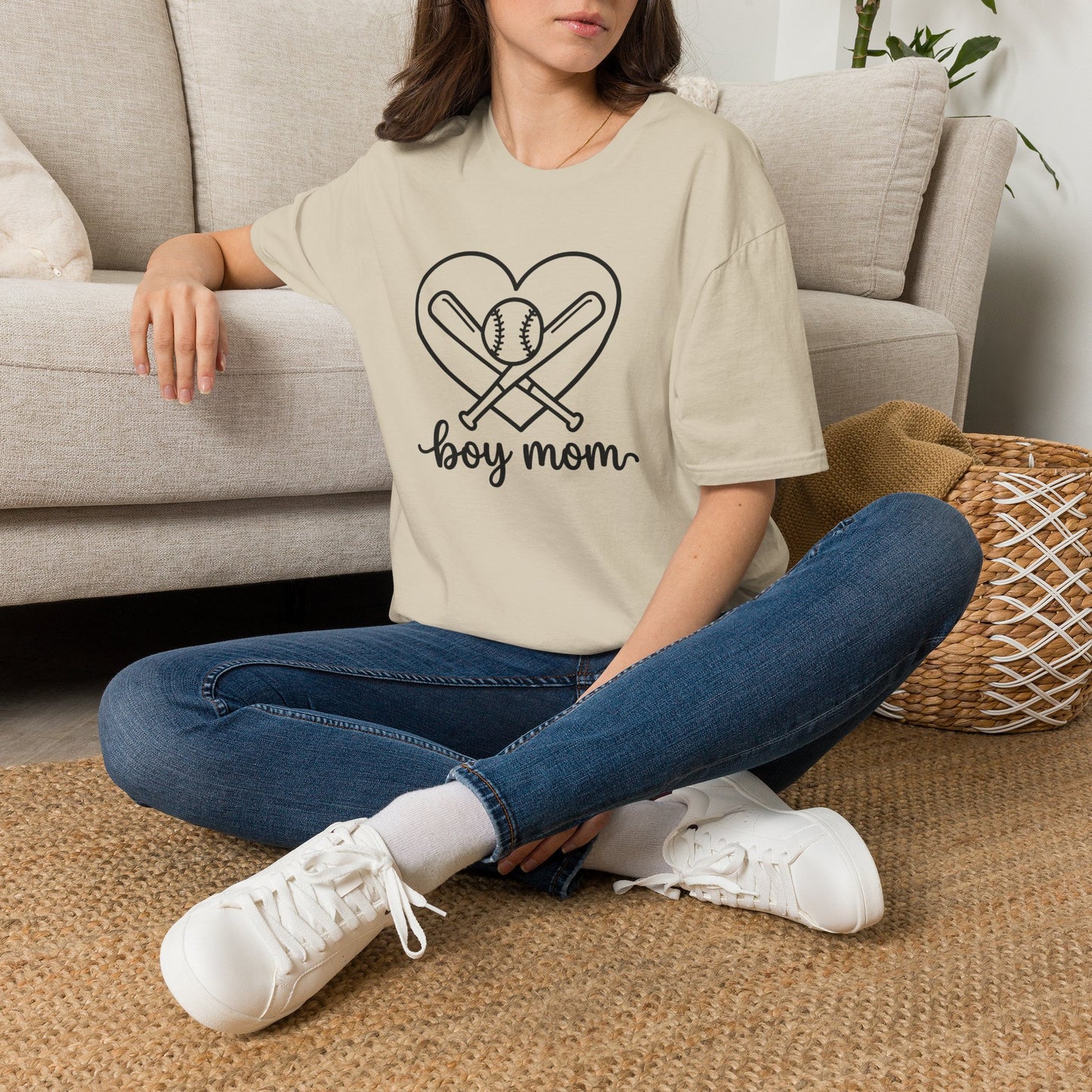 Boy Mom Baseball Heart Shirt