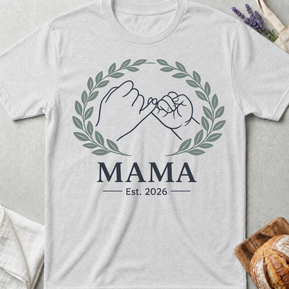 Minimalist Mama Est 2026 T-Shirt - New Mom Line Art Tee