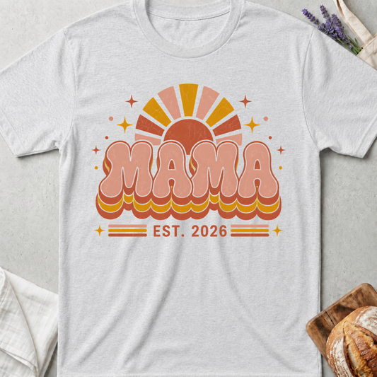 Retro Mama Shirt Est. 2026 – Vintage Boho Mom Tee
