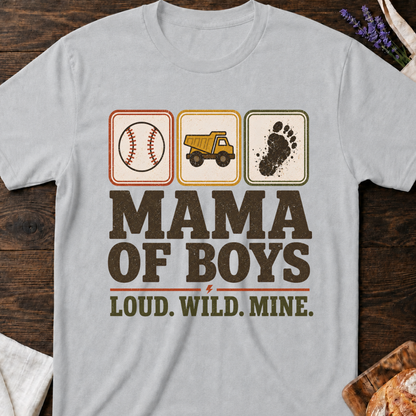 Mama of Boys Loud Wild Mine Stamps T-shirt