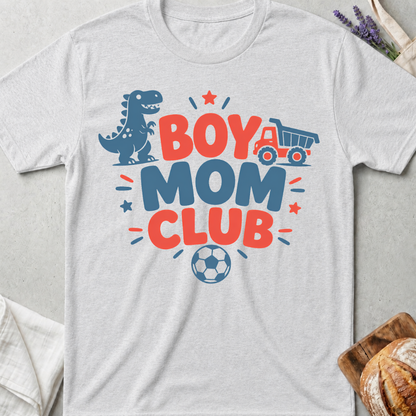 Boy Mom Club T-Shirt - Cute Sports & Dino Mama Tee
