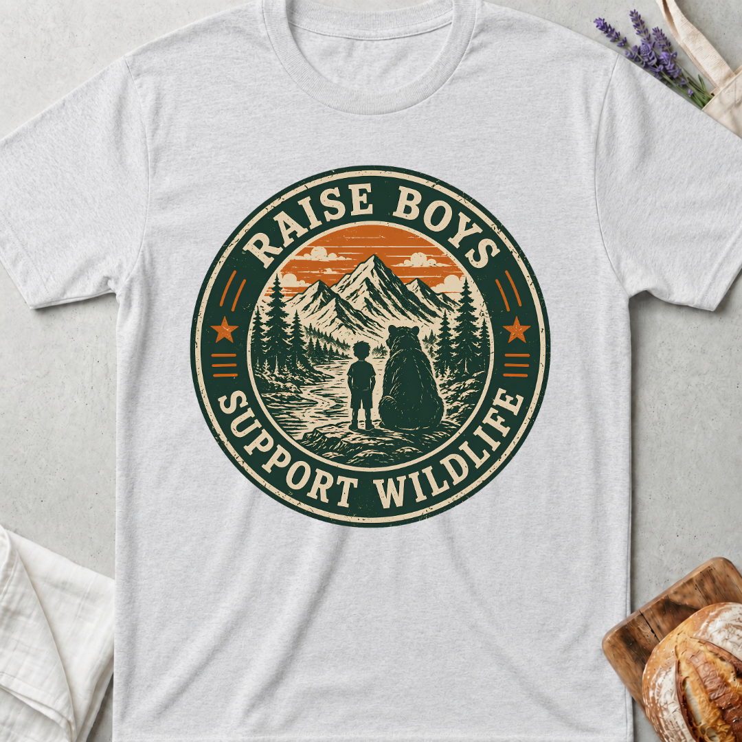 Raise Boys Support Wildlife Shirt | Funny Boy Mom Nature Tee