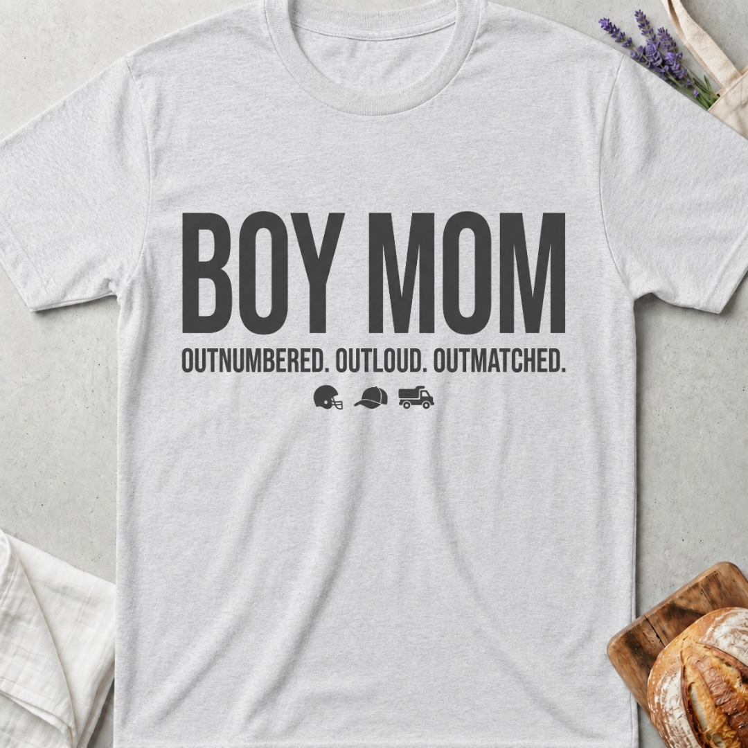Boy Mom Shirt | Outnumbered Outloud Outmatched T-Shirt