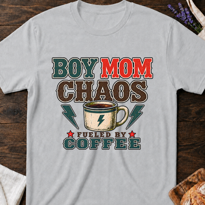 Coffee Chaos Boy Mom T-Shirt