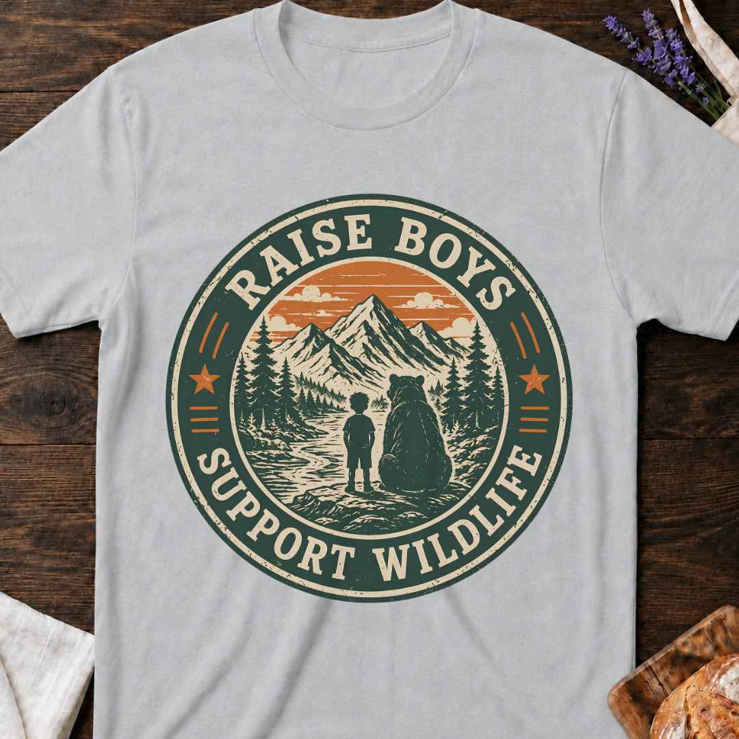 Raise Boys Support Wildlife Shirt | Funny Boy Mom Nature Tee