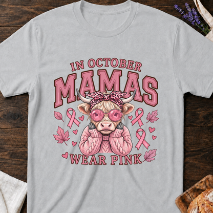 In October Mamas Wear Pink Highland Cow Shirt