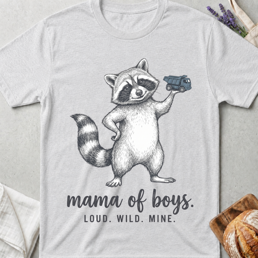 Mama of Boys Raccoon T-shirt | Loud Wild Mine Tee