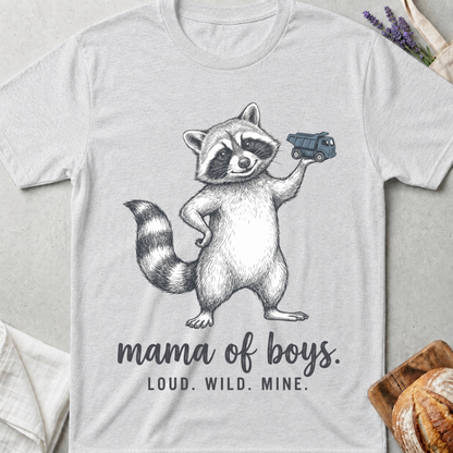 Mama of Boys Raccoon T-shirt | Loud Wild Mine Tee