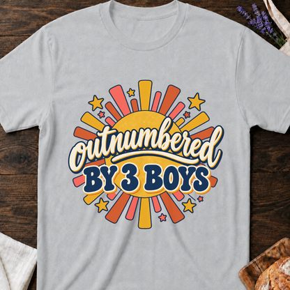 Outnumbered by 3 Boys T-Shirt - Retro Mom Shirt