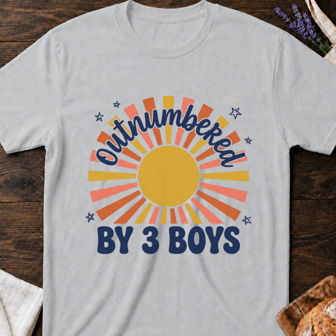 Outnumbered by 3 Boys Mom T-Shirt