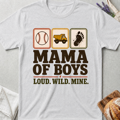 Mama of Boys Loud Wild Mine Stamps T-shirt