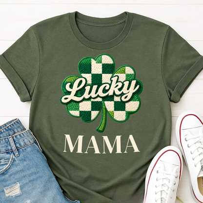 Lucky Mama Shirt - St. Patricks's Day Mom T-shirt with Clover - Cute Irish Mama Gift