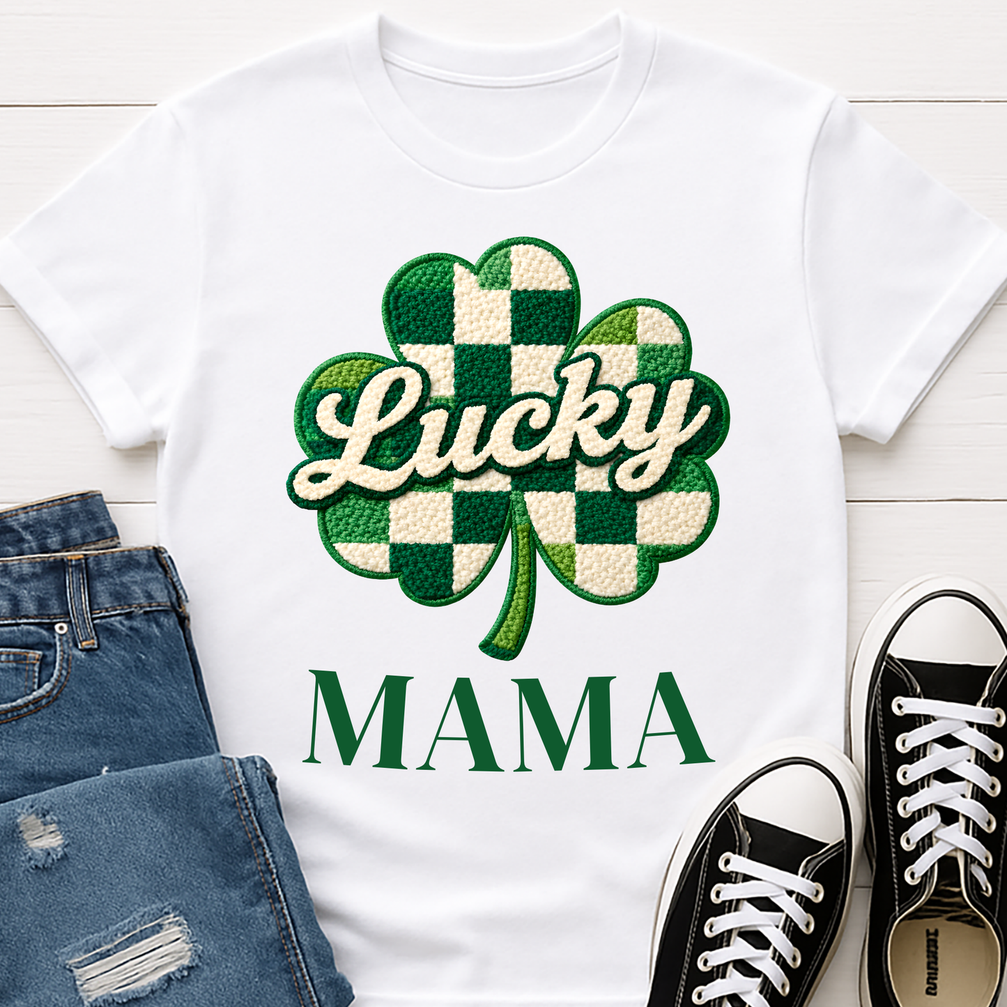 Lucky Mama Shirt - St. Patricks's Day Mom T-shirt with Clover - Cute Irish Mama Gift