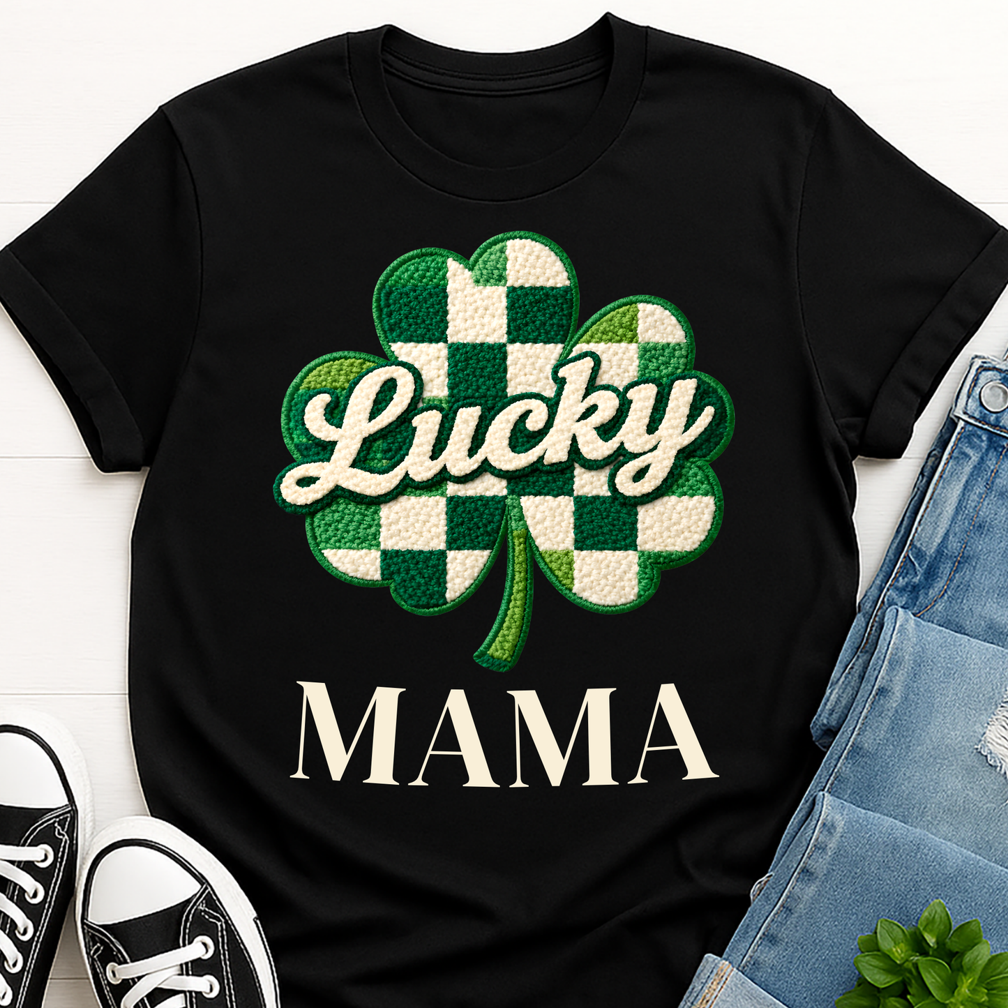 Lucky Mama Shirt - St. Patricks's Day Mom T-shirt with Clover - Cute Irish Mama Gift