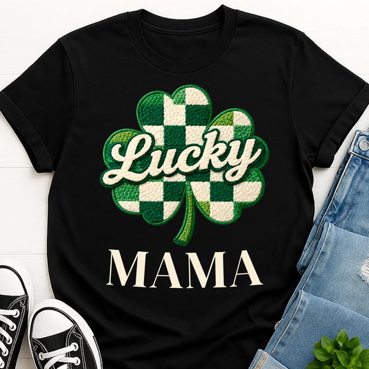 Lucky Mama Shirt - St. Patricks's Day Mom T-shirt with Clover - Cute Irish Mama Gift