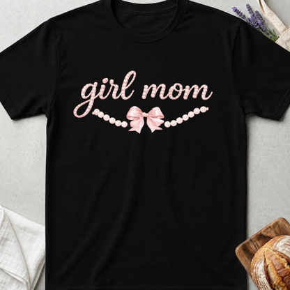 Girl Mom Tee – Cute Coquette Bow Mom T-Shirt