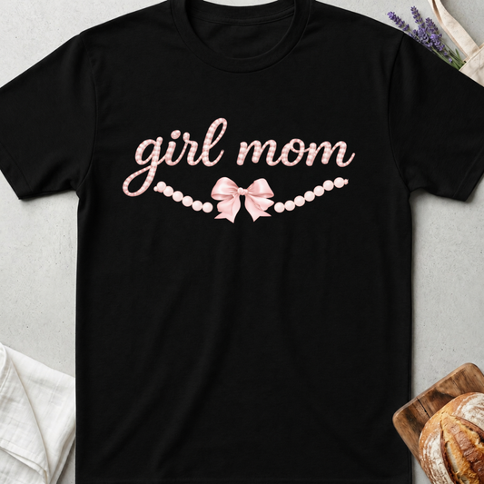 Girl Mom Tee – Coquette Bow Mom T-Shirt