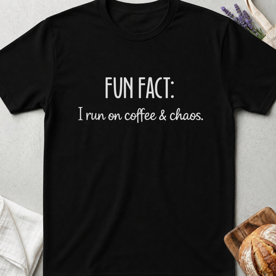 Fun Fact: Coffee & Chaos Mom T-Shirt – Funny Mom Life Tee