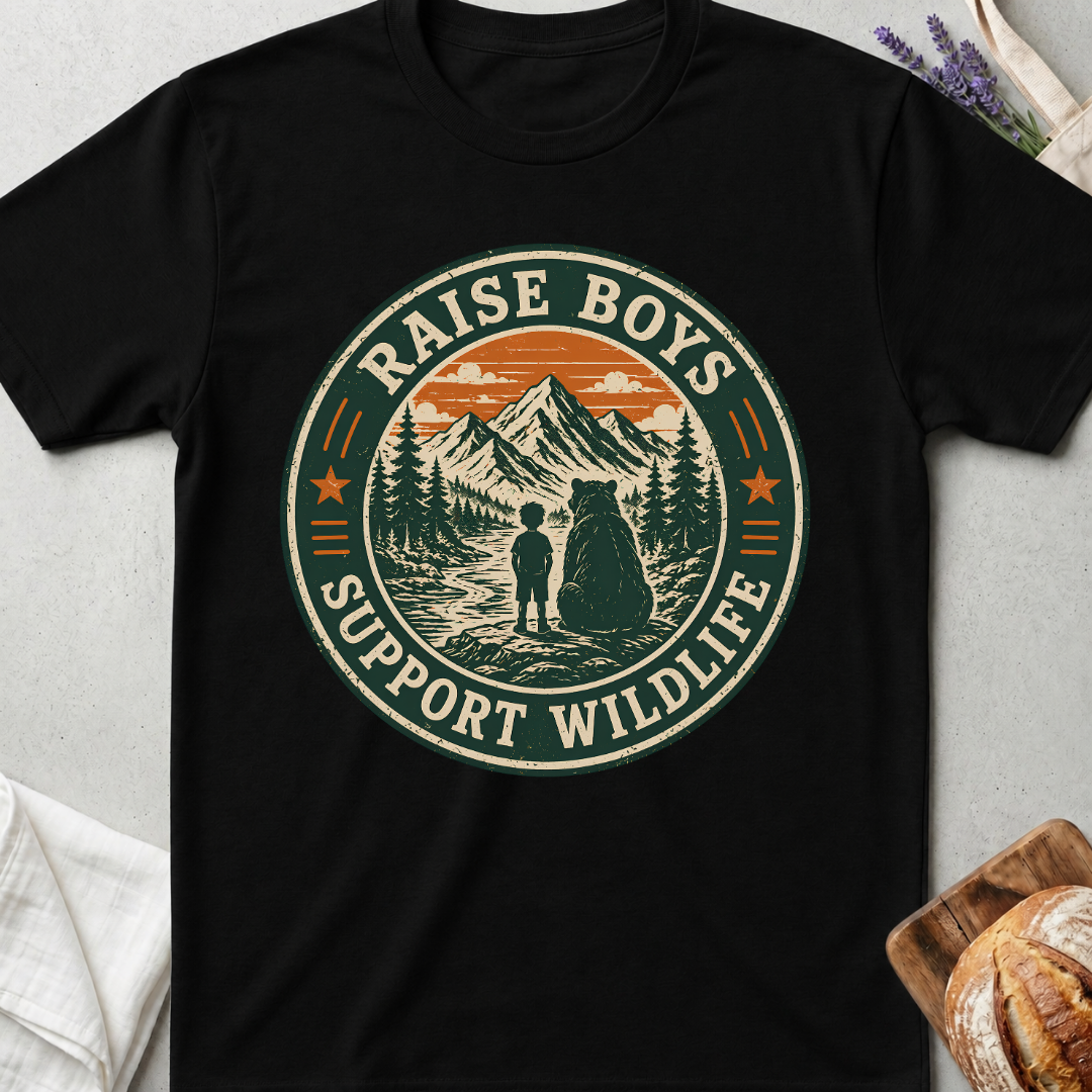 Raise Boys Support Wildlife Shirt | Funny Boy Mom Nature Tee