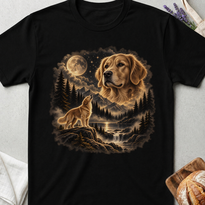 Golden Retriever Howling Moon T-Shirt