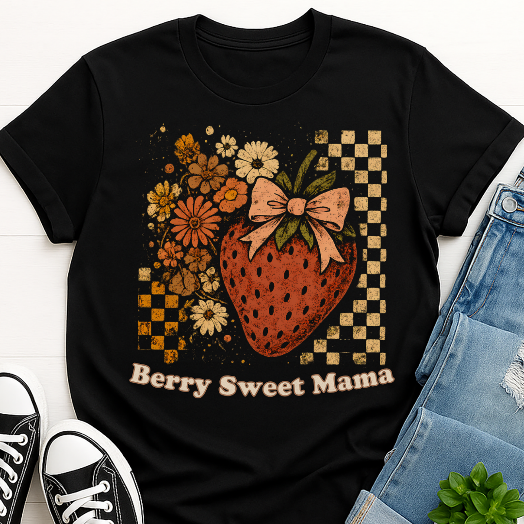 Berry Sweet Mama Strawberry Floral T-shirt