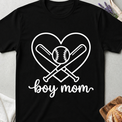 Boy Mom Baseball Heart T-Shirt