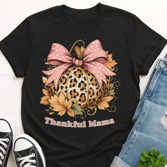 Thankful Mama Leopard Fall T-shirt
