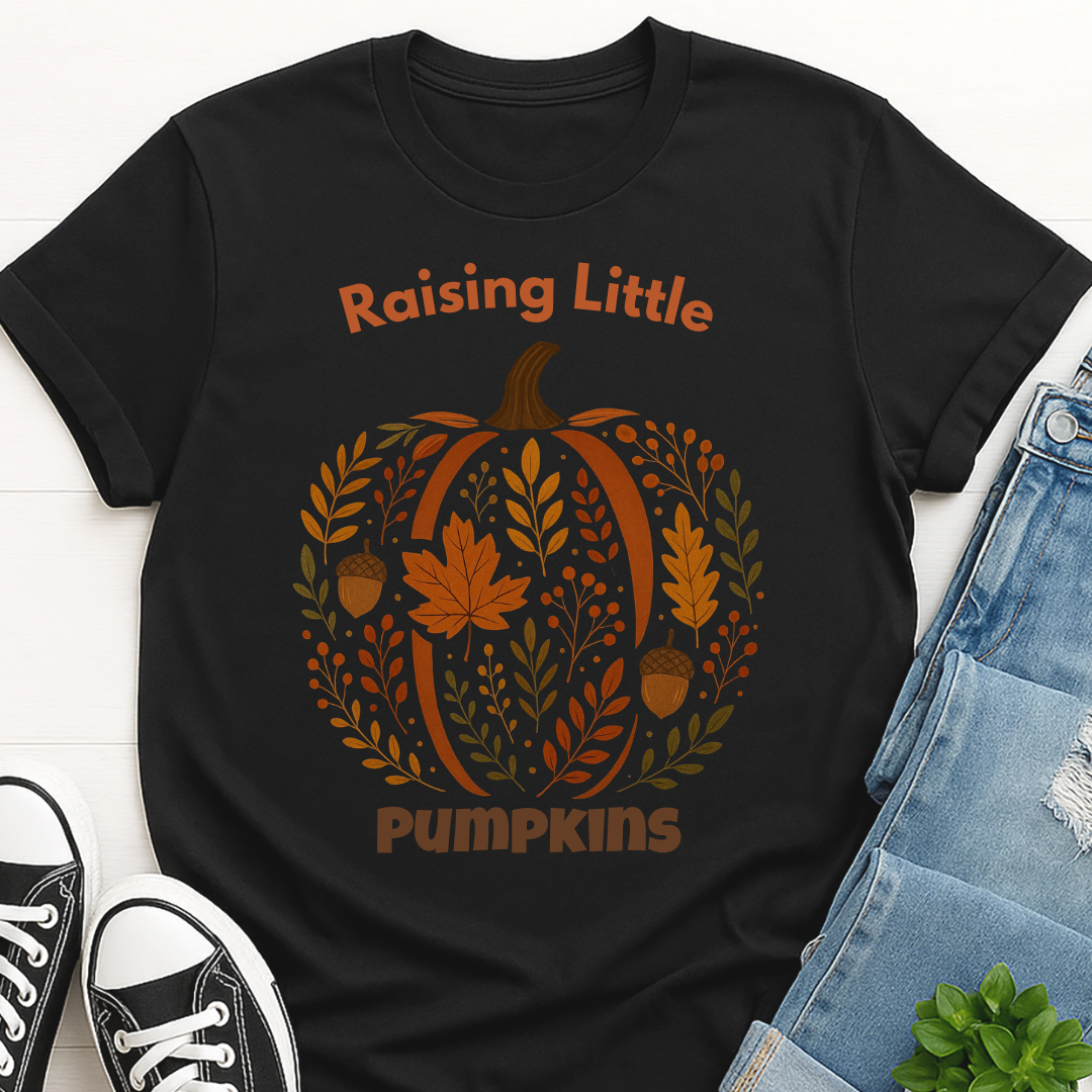 Raising Little Pumpkins - Fall Floral Pumpkin T-shirt