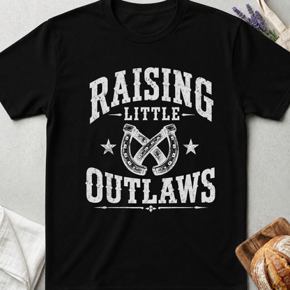 Raising Little Outlaws T-Shirt | Western Boy Mom Shirt