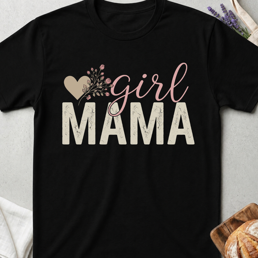 Girl Mama T-shirt - Cute Flowers Heart Shirt