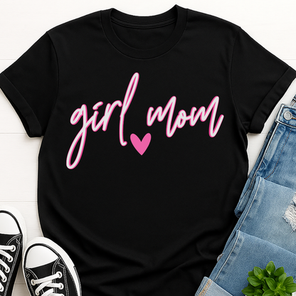 Girl Mom Script Heart T-shirt