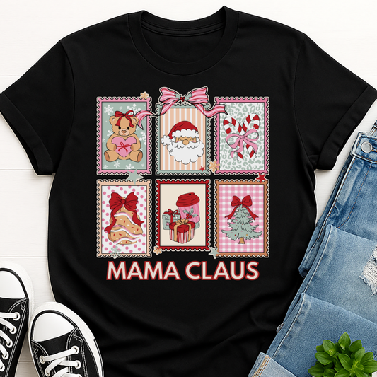 Mama Claus Stamps Christmas T-shirt