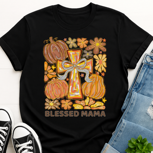 Blessed Mama Fall Floral T-shirt