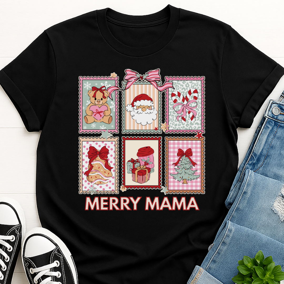 Merry Mama Stamps Christmas T-shirt