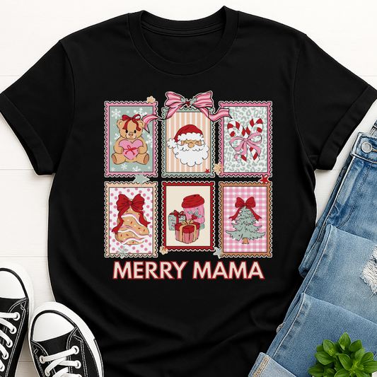 Merry Mama Stamps Christmas T-shirt