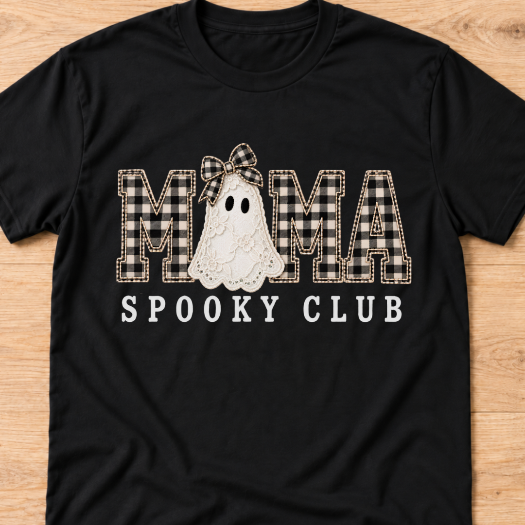 Mama Spooky Club Plaid T‑Shirt