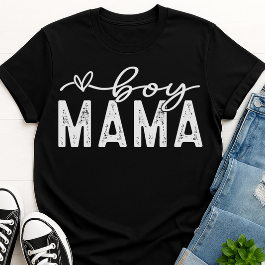 Boy Mama Distressed T-shirt - Trendy Mom Tee