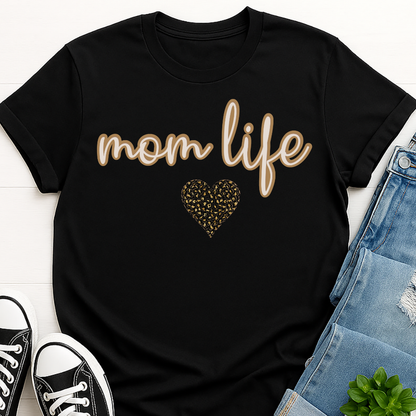 Mom Life Leopard Heart T-shirt - Cute Mama Tee