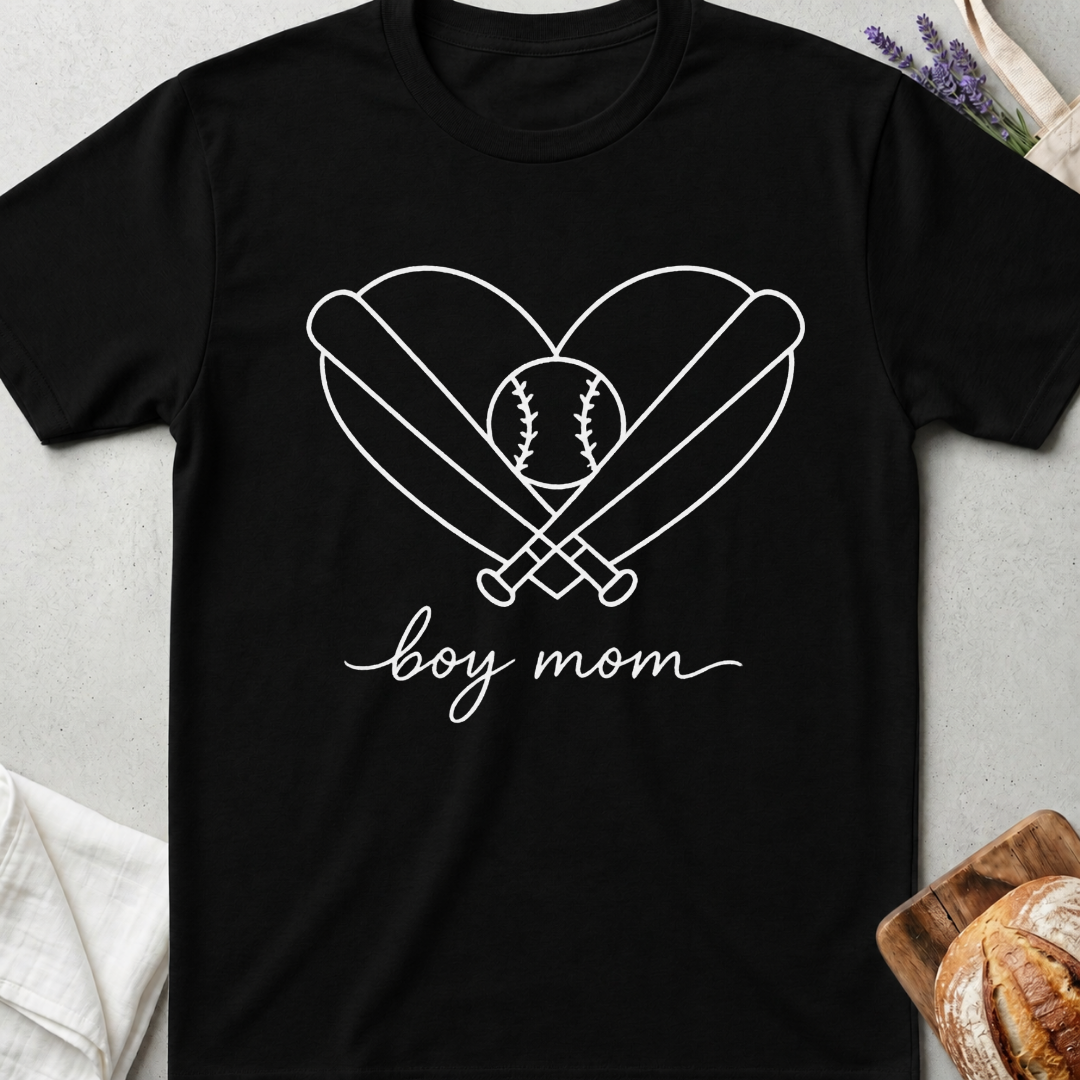 Boy Mom Baseball Heart T-Shirt