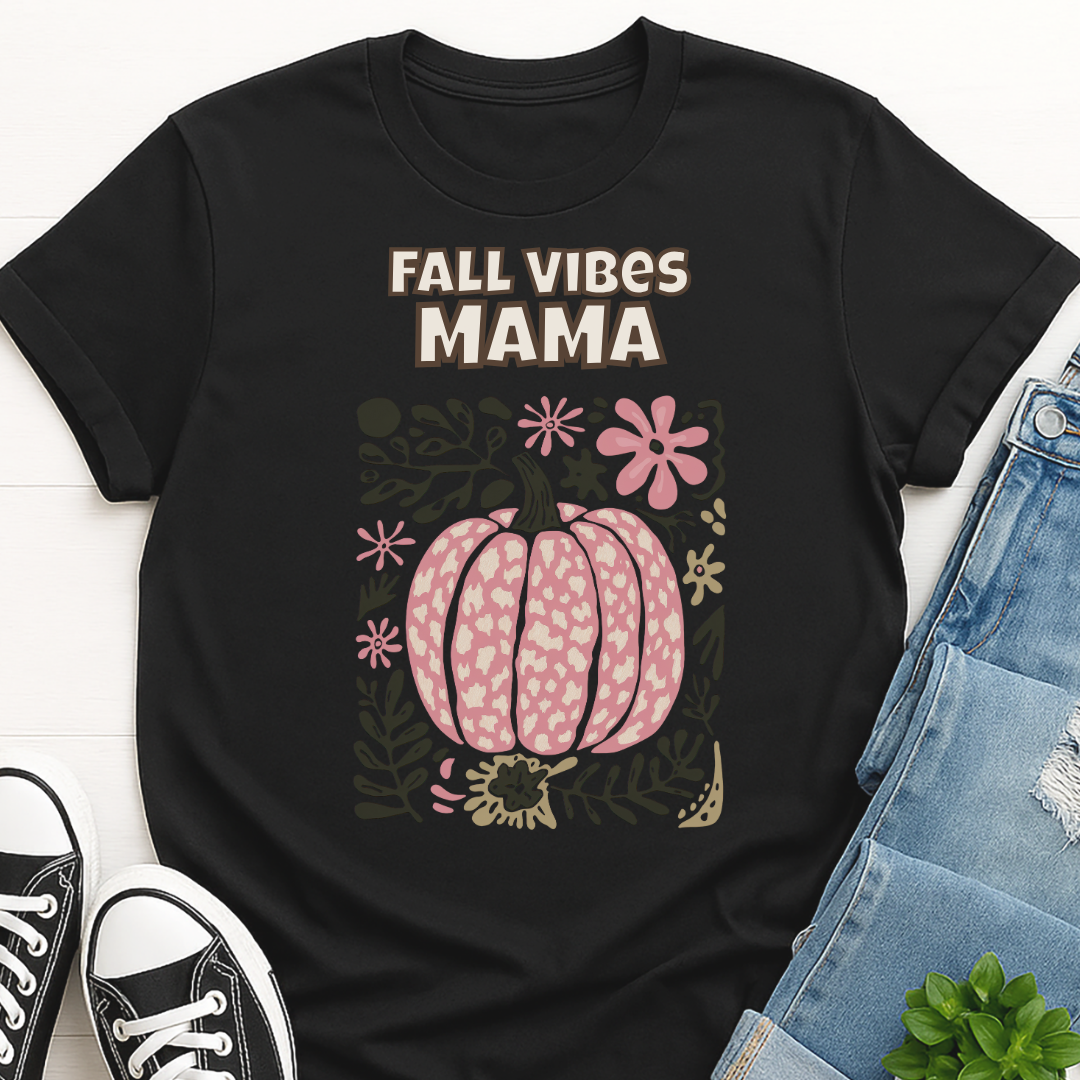 Fall Vibes Mama Pumpkin Floral T-shirt