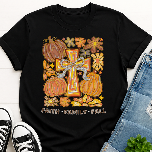 Faith Family Fall floral T-shirt