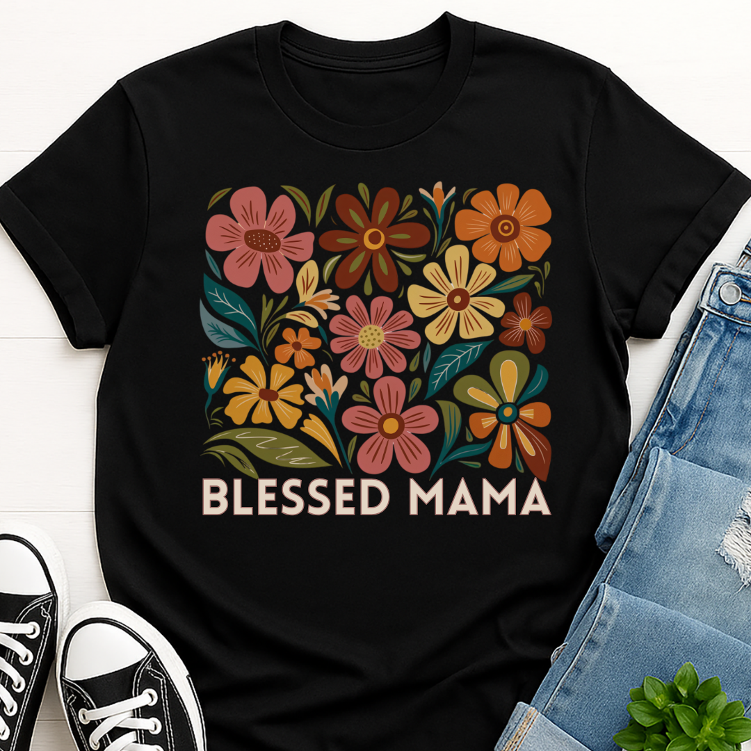 Blessed Mama Floral T-shirt - Faith Inspired Mom Tee