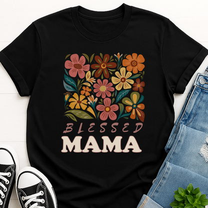 Blessed Mama Floral T-shirt - Faith Inspired Mom Tee