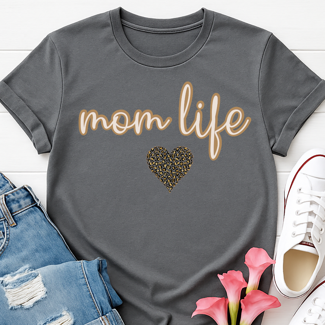 Mom Life Leopard Heart T-shirt - Cute Mama Tee